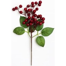 Skygo Yapay Çiçek Kırmızı Kokina Demeti Kokina Çiçeği Yılbaşı Süsü Kırmızı Yeşil Lüx Hediye Yılbaşı Ağacı Süsü 35 cm