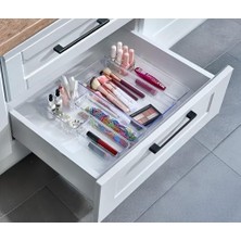 Skygo 6'lı Şeffaf Çekmece Düzenleyici Seti – Plastik Organizer Kutular | Makyaj, Ofis, Mutfak ve Banyo Düzeni Için 6 Farklı Boyda Şeffaf Kutu