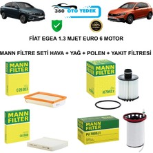 Mann Fiat Egea 1.3 Mjet Euro 6 Motor Filtre Seti Hava + Yağ + Polen + Yakıt Filtresi