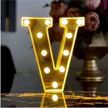 Normadia Büyük Boy LED Işıklı 3D V Harfi Organizasyon Dekoru, Doğum Günü Kutlaması