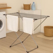 Skygo Gri Katlanabilir Çamaşır Kurutmalığı – Kompakt ve Dayanıklı Metal Gövdeli Kurutma Askısı | Banyo, Balkon, Teras ve Bahçe Kullanımı Için Uygun
