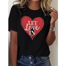 Eymora Kalp Desenli Kırmızı Tişört