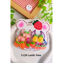 Kız Çocuk Meyve Figürlü Lastik Toka( 5 Çift - 10 Adet )