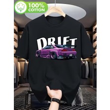 Eymora Mor Drift  Grafik Baskılı  Tişört