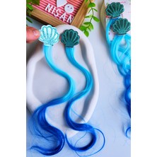 Kız Çocuk Simli Parlak Istiridye Figürlü Yapay Saç -Postiş 2 Adet (Denizkızı Konseptine Uygun )