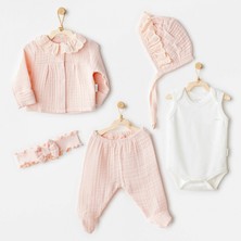 Mey İthalat Bfs   Andywawa AC25840 Natural Gift Müslin 5'li Hastane Çıkışı Salmon