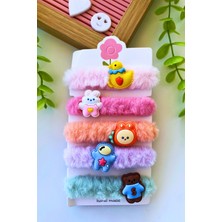 Kız Çocuk Peluş 5'li Lastik Toka
