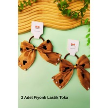 2'li Kalp Desenli Inci Detaylı Fiyonk Lastik Toka