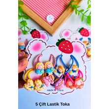 Kız Çocuk Kız Figürlü Lastik Toka ( 5 Çift - 10 Adet )