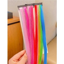 1 Adet Rengarenk Çıt Çıt Postiş Saç Yapay Saç Renkli Sentetik Saç 50 cm