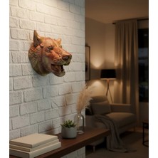 Alvo Store Buğz Gold Kurt Duvar Aksesuarı Asılabilir 3D Dekoratif Heykel 25X19 cm
