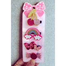 Glitter Simli Kiraz - Gökkuşağı Karışık Toka Seti