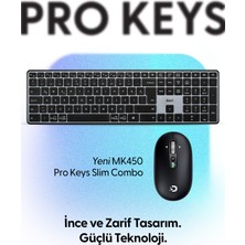 Daxi MK450 Pro Keys Slim Combo Kablosuz Bluetooth Klavye Mouse Seti, Scissor-Switch Klavye, Türkçe Q