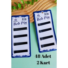 Siyah Tel Toka Firkete 48 Adet Saç Tokası (2 Kart )