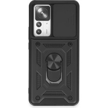 Buğz Xiaomi Mi 12T Pro Kılıf Pars Lens Yüzüklü Silikon - Siyah