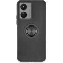 Buğz Vivo Y16 Kılıf Montreal Yüzüklü Silikon Kapak - Siyah