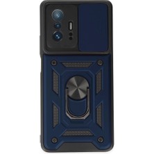 Buğz Xiaomi Mi 11T Pro Kılıf Pars Lens Yüzüklü Silikon - Lacivert