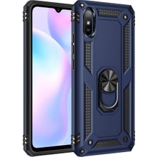 Buğz Xiaomi Redmi 9A Kılıf Sofya Yüzüklü Silikon Kapak - Lacivert