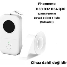 Skygo Phomemo (1 Rulo) 12X40MM/160ADET Beyaz Etiket D30/Q30