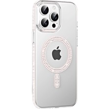 Mey İthalat Bfs  Apple iPhone 15 Pro Move Taşlı Magsafe Kapak - Gümüş