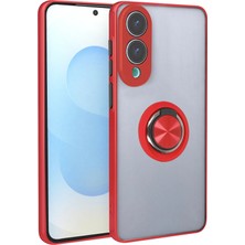 Mey İthalat Bfs  Samsung Galaxy S25 Edge Kılıf Montreal Yüzüklü Silikon Kapak - Kırmızı