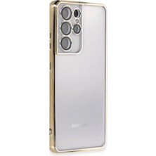 Mey İthalat Bfs  Samsung Galaxy S21 Ultra Kılıf  Lensli Silikon - Gold