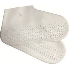 DS LLC Ieg™ Silikon Ayakkabı Kılıfı Kaymaz Su Kir Geçirmez  M Beden Beyaz DCLLS-RSTK345
