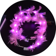 DS LLC Ieg™ LED Işıklı Rgb 3 Fonksiyonlu Otrişli Parti Tacı Pembe Renk  DCLLS-RSTK345