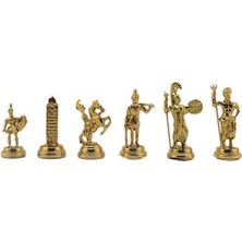 Skygo Orta Boy Metal Yunan Satranç Takımı Parlak ve Rustik Desenli Sandıklı Mdf Tahtası (36X36X6 Cm.)