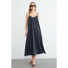 FullaModa Basic Ip Askılı Maxi Boy Elbise