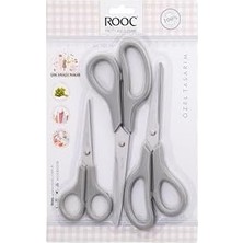 Skygo Premium Serisi Ergonomik Saplı Çelik Gıdaya Temasa Uygun 3'lü Set Mutfak Makası, Mavi