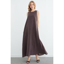 FullaModa Fermuarlı Salaş Maxi Boy Elbise