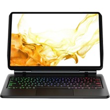Mey İthalat Bfs  Samsung Galaxy T737 Tab S7 Fe 12.4 Kılıf Eternal Ledli Klavyeli Tablet Kılıfı - Siyah