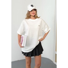 Giysa Kadın Bisiklet Yaka Fiyonk Aksesuarlı 2ip T-Shirt Beyaz - 26Y 26609