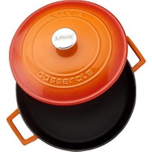 Skygo Metal Döküm Çok Amaçlı Yayvan Tencere, Trendy, 28 Cm, 3.51 L Hacim, Turuncu