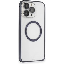 Mey İthalat Bfs  iPhone 15 Pro Max Kılıf Metal Bumper Magneticsafe Kapak - Lacivert