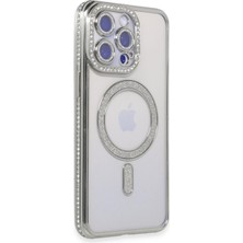 Mey İthalat Bfs  iPhone 15 Pro Kılıf Joke Simli Magneticsafe Kılıf - Gümüş