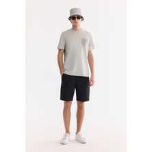 AVVA Erkek Siyah Yanı Lastikli Gofreli Relaxed Fit Chino Şort A61Y3730