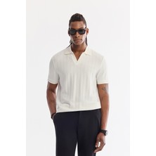 AVVA Erkek Ekru Kıvrılmaz Polo Yaka Düğmesiz Regular Fit T-Shirt A61Y1084