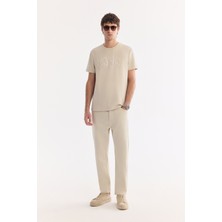 AVVA Erkek Bej Düz Yıkamalı %100 Pamuk Roma Crop Slim Fit Jean Pantolon A61Y3518