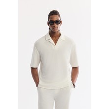 AVVA Erkek Ekru Apaj Yaka Pamuklu Soft Touch Comfort Fit T-Shirt A61Y2064