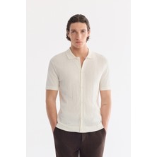 AVVA Erkek Ekru Polo Yaka Önden Düğmeli Soft Touch Regular Fit Triko T-Shirt A61Y5037