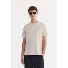 AVVA Erkek Bej Bisiklet Yaka Kırışmaz Hızlı Kuruyan Teknik Kumaş Regular Fit T-Shirt A61Y1099