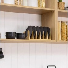 Skygo 6 Bölmeli Bambu Tabaklık ve Tencere Kapağı Düzenleyici – Doğal Ahşap, Şık ve Dayanıklı Mutfak Organizeri, Tava,tabak ve Kapaklar Için Çok Amaçlı Düzenleyici