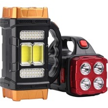 Nacario Solar ve USB Şarjlı LED + Cob El Feneri | 1500 Mah Şarjlı Taşınabilir Çalışma Işığı–su Geçirmez