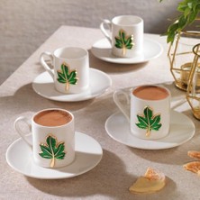 Skygo Zyra 4 Kişilik Kahve Fincan Takımı 8 Parça-Yapraklı