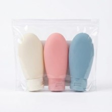 Skygo 3'lü Silikon Seyahat Şişesi Seti – Sızdırmaz ve Doldurulabilir Şampuan, Losyon ve Krem Kabı – Bpa Içermez Yumuşak Dokulu Sıkılabilir Tüp – Çantalı Uçak ve Valiz Düzenleyici – Pastel Renkler