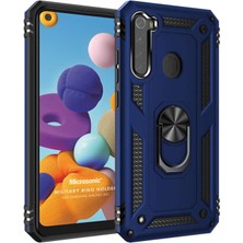 Skygo Galaxy A21 Için Kılıf Military Ring Holder Lacivert [galaxy A21 ile Uyumlu Kılıf - Lacivert]