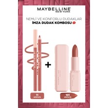 Maybelline New York Lifter Liner Dudak Kalemi 011 Upstate + Hyalüronik Asitli Besleyici Yağ Içeren Ruj 101 Upstate