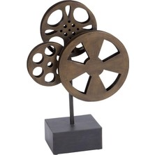Skygo Deco 79 Metal Film Makaraları Heykel, 11" x 5" x 16", Kahverengi